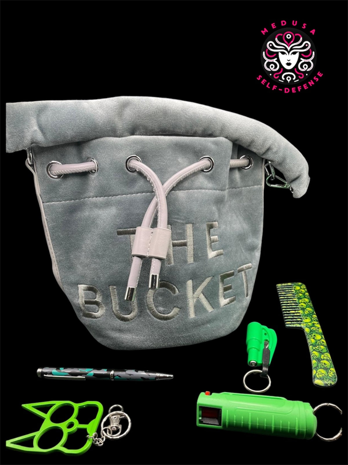 KIT SELF DEFENSE 5 PZ CON BUCKET BAG VERDE