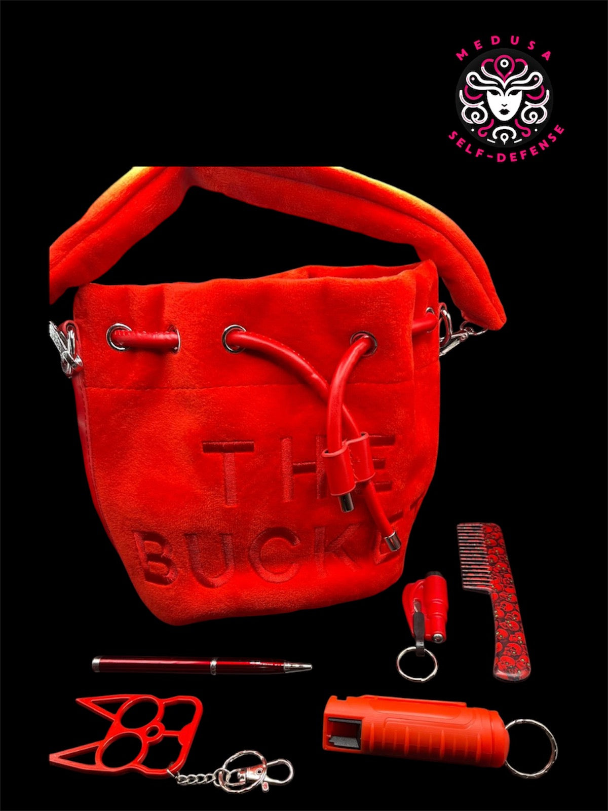 KIT SELF DEFENSE 5 PZ CON BUCKET BAG ROSSO