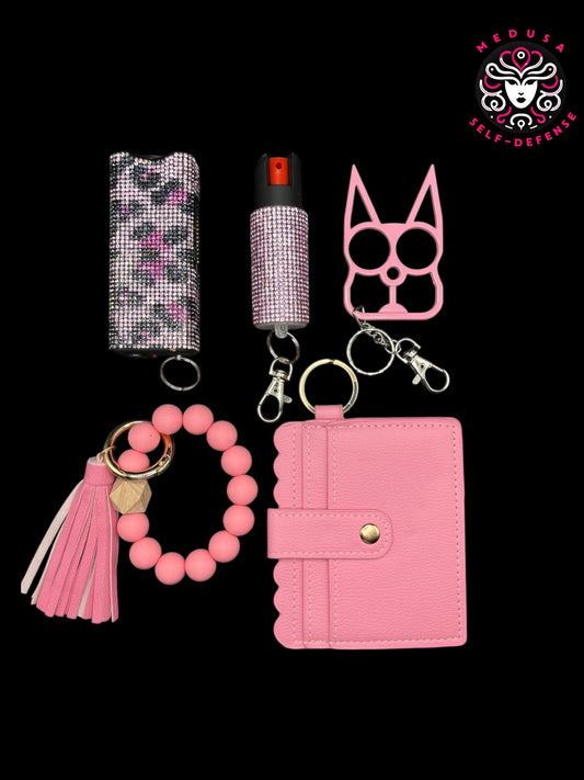 NEW KIT SELF DEFENSE 5PZ LEOPARDATO ROSA