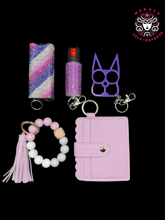 NEW KIT SELF DEFENSE 5PZ STRISCE PORPORA E ROSA