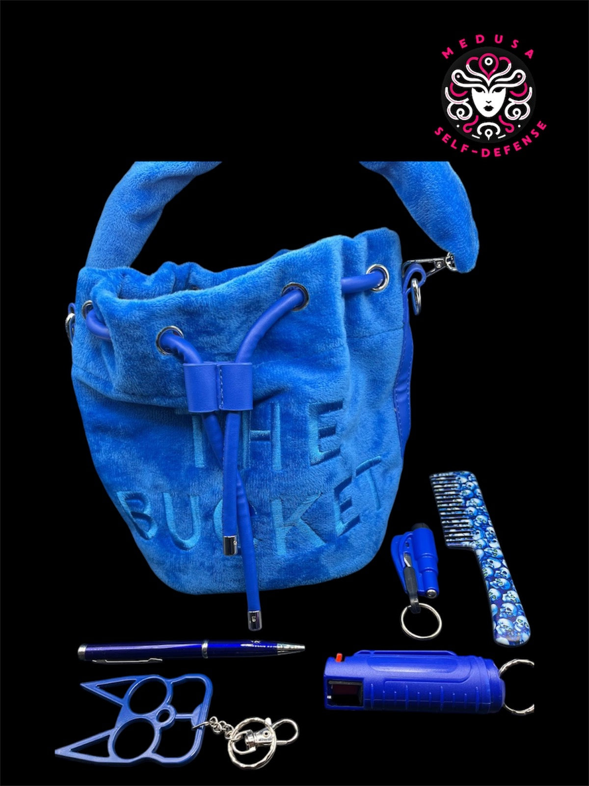 KIT SELF DEFENSE 5 PZ CON BUCKET BAG BLU